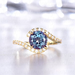 Alexandrite Ring- 24K Gold Vermeil Ring- Engagement Ring Promise Ring Color Changing Stone June Birthstone Anniversary Gift For Her