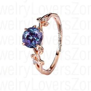 Ring for Women Alexandrite Ring, Rose gold dainty ring, Engagement Ring, Promise Ring, June Birthstone ring, Anniversary Gift for Her