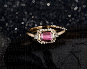 Anello Tormalina rosa baby, Anello in tormalina naturale, October Birthstone, Argento sterling 925, Anello in tormalina delicata, anello minuscolo