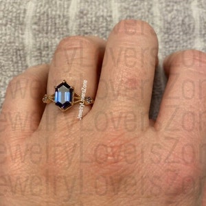 Infinity Alexandrite Ring, Promise Ring, June Birthstone, Hexagon Cut, Color Changing Ring