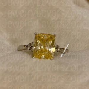 Vintage Yellow Diamond Ring, Engagement Ring, 3 Carats Cushion Cut Fancy Yellow Diamond Ring, Yellow Ring, Yellow Diamond Promise Ring