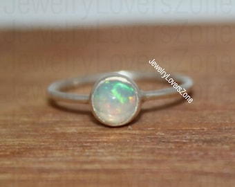 Dainty Opal Ring, Opal Tiny Ring, White Opal Ring, Sterling Silver Opal Ring, Delicate Opal Ring, Bridesmaid Gift