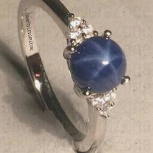 Beautiful Blue Star Sapphire Ring, 925 Sterling Silver Ring, Lindy Star Sapphire Ring