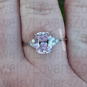 Beautiful Pink Diamond Ring, Engagement Ring, 3 Carats Cushion Cut Fancy Pink Diamond Simulant Ring, Pink Diamond Solitaire Ring
