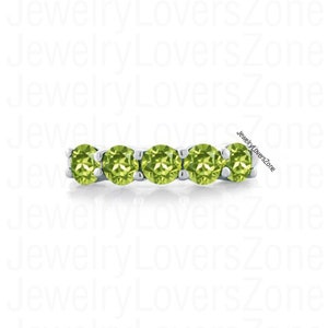 Peridot Wedding Band/Eternity Band/3MM Half Eternity Peridot Wedding Ring/925 Sterling Silver Ring/Peridot Ring/Stacking Ring