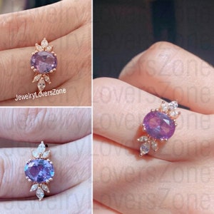 Alexandrite Vintage Ring, 24k Rose Gold Vermeil, Engagement Ring, Promise Ring, June Birthstone ring, Anniversary Gift for Her, promise ring
