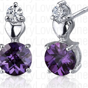 Vintage Alexandrite Round Earrings, Anniversary Earring for Woman, Unique Engagement Earrings, Unusual June Birthstone Earrings gift