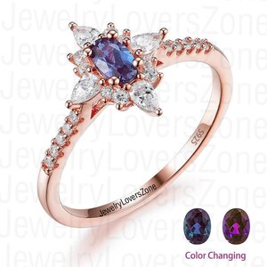 Beautiful Alexandrite Ring-Engagement Ring-Oval Cut Alexandrite-Color Changing Gemstone Ring-Sterling Silver Ring-June Birthstone Ring