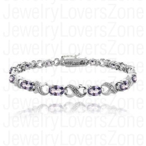 Handmade Alexandrite Bracelet-Color Changing Gemstone-925 Sterling Silver Bracelet-Colors Changing Bracelet-June Birthstone Bracelet