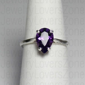 Ring Amethyst, Unique Ring, Natural Amethyst, February Birthstone, Engagement Ring, Solitaire Ring, Bridal Ring, Anniversary Ring, Gift Her
