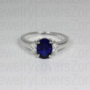 Zierlicher Blauer Saphir Ring Sterling Silber 925 BlauEr Stein Ring