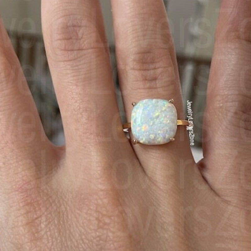 White Opal Ring - Etsy