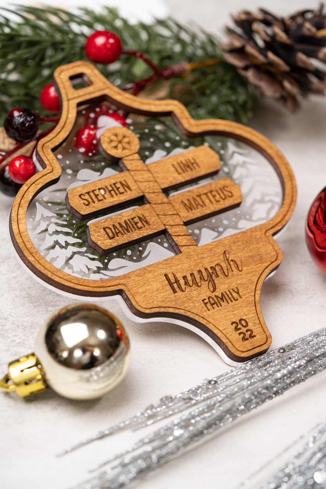 North Pole Family Christmas Ornament 2022, Personalized Family Ornament ...