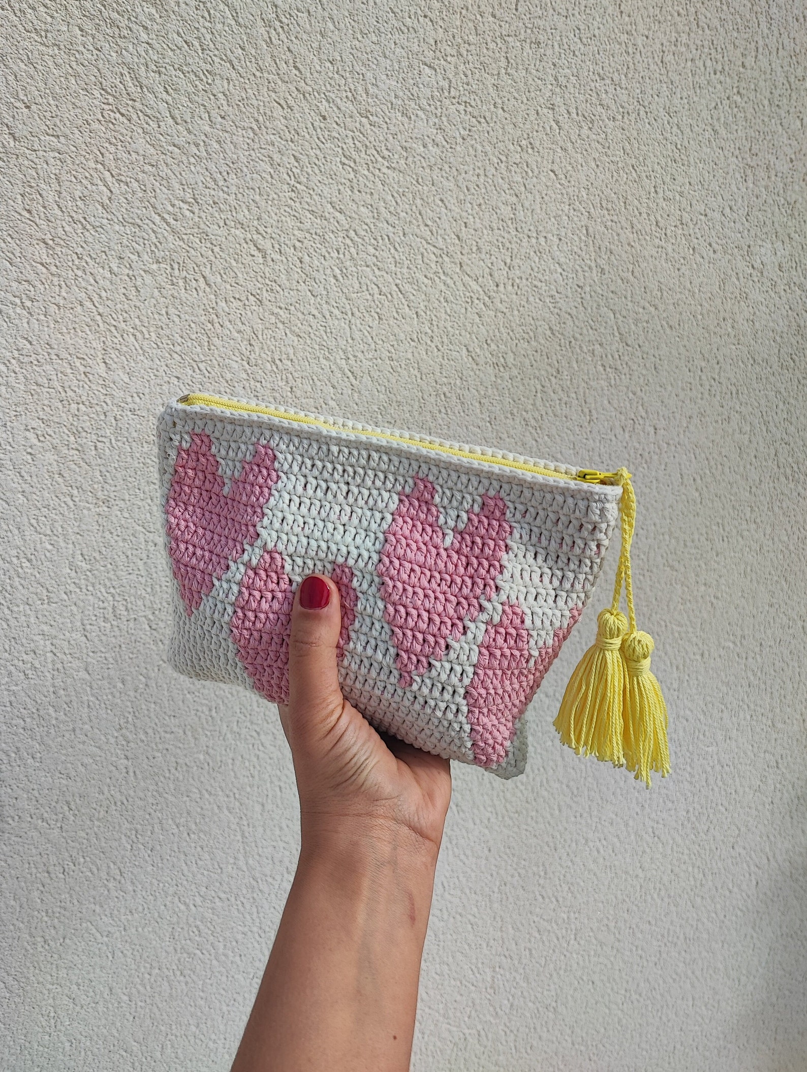 Tapestry Crochet Pouch Crochet Pattern Hearts Tapestry Etsy