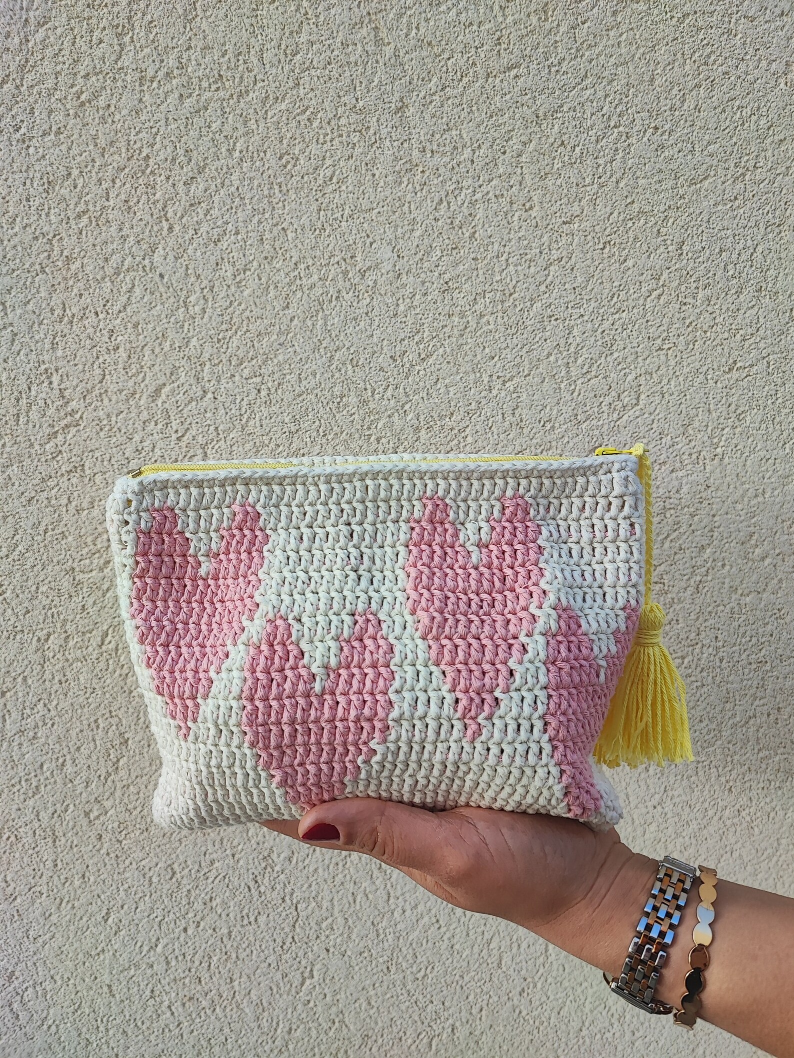 Tapestry Crochet Pouch Crochet Pattern Hearts Tapestry Etsy