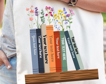 Custom Favorite Books Canvas Tote Bag, Book Lover Gift