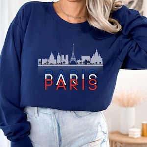 Paris France Sweatshirt, Comfort Colors C1566, Paris Skyline, Travel Sweater, Vacation Crewneck, Couples Sweatshirt, Custom Paris Shirt
