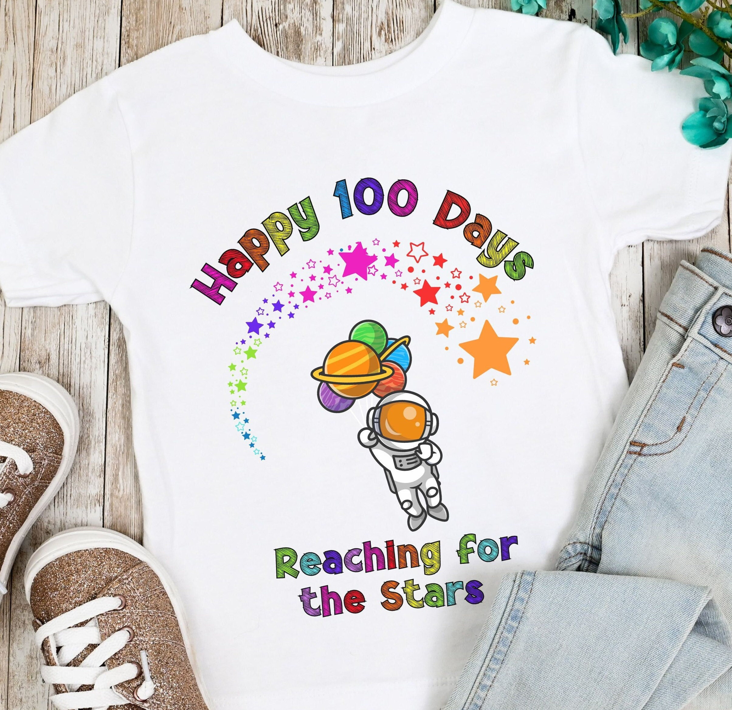100 Days of School T-shirt – Reach for the Stars Teacher Tee - Etsy