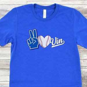 Peace Love Vin t-shirt, Los Angeles Baseball shirt, LA Baseball Lover, Baseball Game Day Tee,  Vintage Dodger Fan Gift, Gift for Him