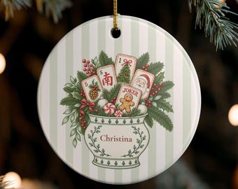 Personalized Mahjong Christmas Ornament,  American Mah jongg Gift, Ladies Game Night, Mahjong Friend Gift