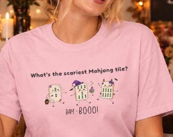 Halloween Mahjong Shirt, Spooky Mahjong Tee, Bam Booo Shirt, Comfort Colors 1717, Mahjong Lover Gift, Halloween Game Shirt