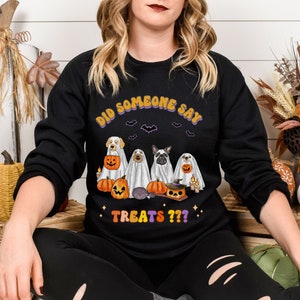 Halloween Dog Sweatshirt, Ghost Dogs Trick or Treat, Dog Lover Gift