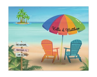 Personalized Beach Wedding Canvas Art: Custom Beach House Decor