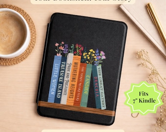 Personalized Bookshelf Kindle Cover, Floral Book Lover Gift (7" Kindle)
