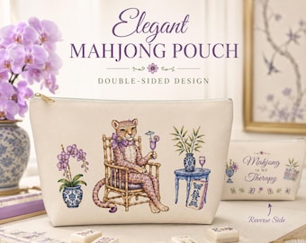 Mahjong Is My Therapy Pouch, Mahjong Tile Bag, Mahjong Gift Ideas, Mah jongg Accessories, Girls Game Night Gift