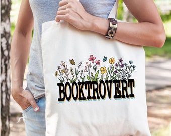 Booktrovert-Tasche aus Baumwolle, Geschenk für Buchliebhaber