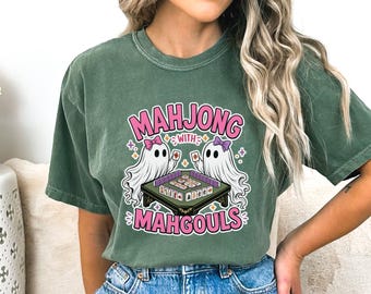 Mahjong Halloween T-shirt, Spooky Skeleton Mahjong Shirt,  Ladies Game Night Tee,