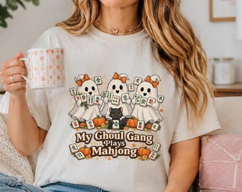 Mahjong Halloween T-shirt, Ghoul Gang Ghost Mah Jongg Tee, Fall Game Night Shirt