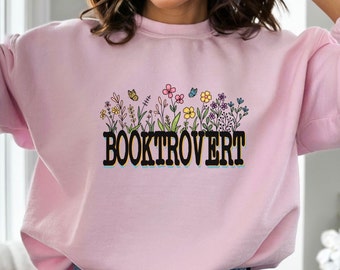 Floral Booktrovert Sweatshirt, Book Lover Gift