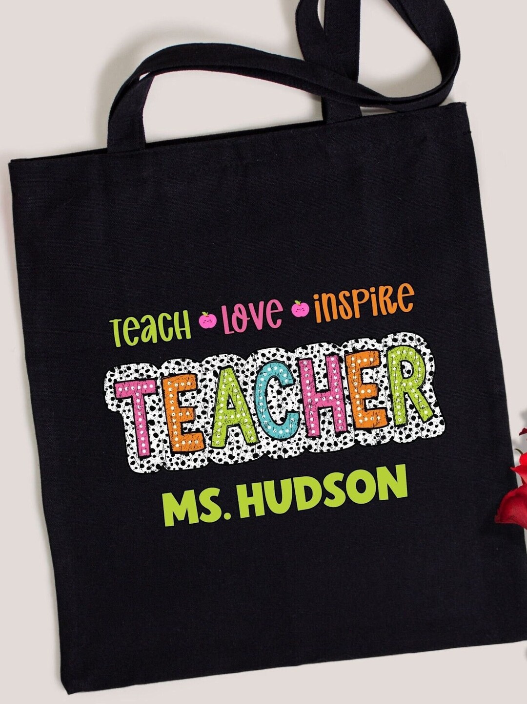 Custom Teacher Appreciation Canvas Tote Bag, Personalized Book Bag - Etsy