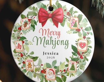 Personalized Mahjong Christmas Ornament,  American Mahjong Gift, Custom Name Ornament, Mahjong Hostess Gift, Mah jongg Gift Idea