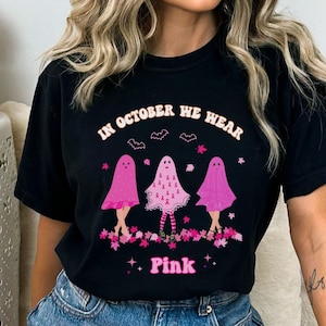 Comfort Colors Breast Cancer Fighter shirt, Pink Ribbon shirt, Ghost tee, Breast Cancer Survivor Gift, Oncology Nurse, October We Wear Pink