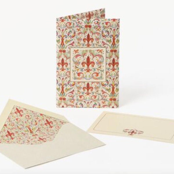 Ensemble de papeterie en papier beaux-arts ITALIEN, cartes de correspondance florentines, enveloppe + ensemble d'écriture de cartes de correspondance folio - cadeau italien élégant, fabriqué en Italie