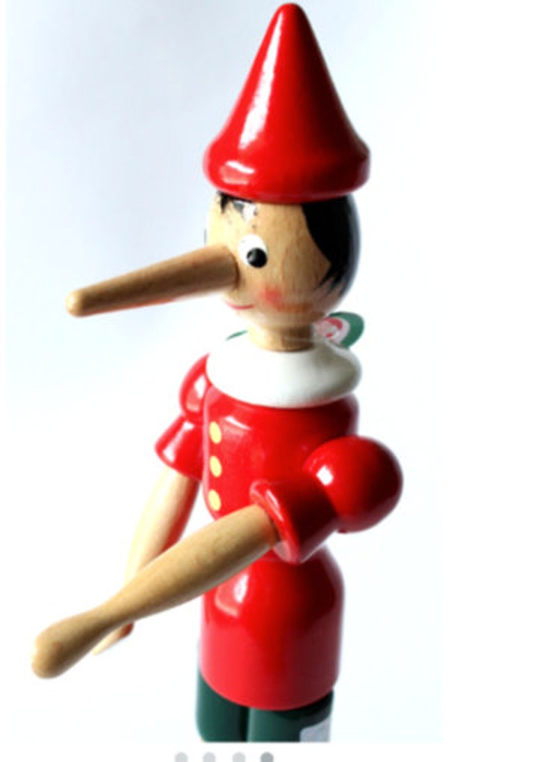 The Classic Pinocchio toy, doll, figurine with moving parts. Made in ITALY. Hand made and hand painted. 10 ht. Moving parts. Made of wood image 4