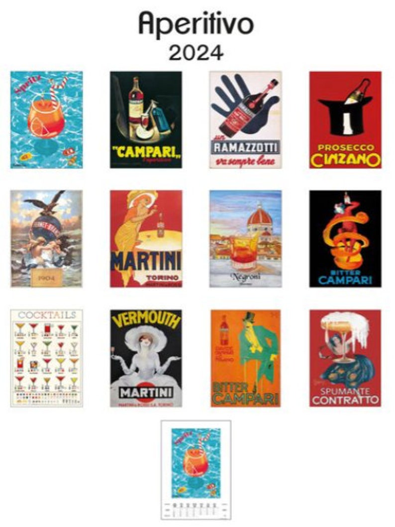 2024 Calendar Italian Cocktails Aperol Spritz Aperitif Etsy