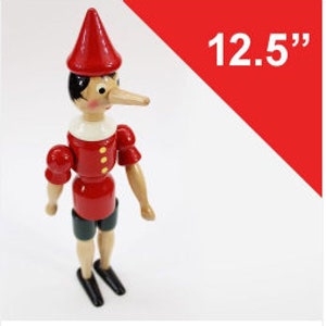 The Classic Pinocchio Wooden 12.5" Moveable Figurine. Hand Made and Painted in ITALY. Wonderful Gift!