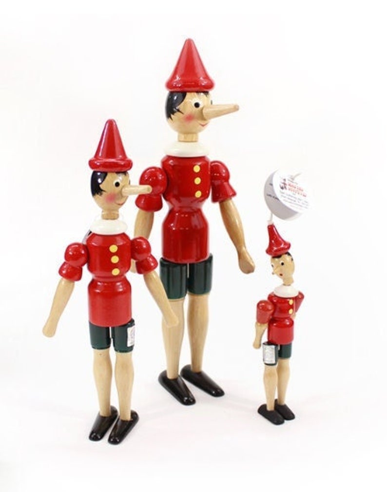 The Classic Pinocchio toy, doll, figurine with moving parts. Made in ITALY. Hand made and hand painted. 10 ht. Moving parts. Made of wood image 2