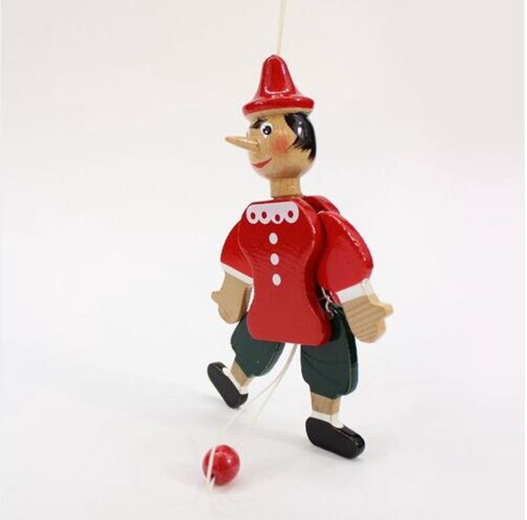 Classic Pinocchio Moveable Toy, Flat Figurine With Moving Parts by Pulling Cord. Made in ITALY ...