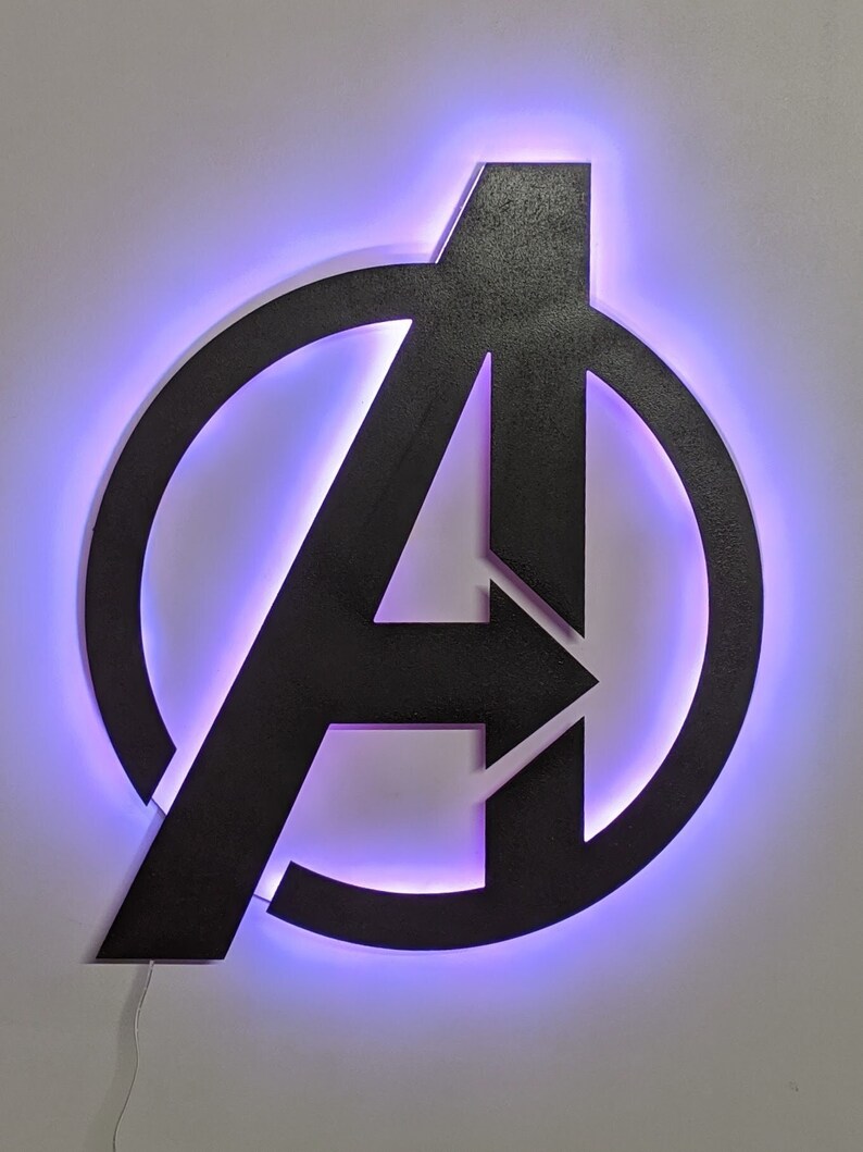 Two Color Avengers LED Wall Art, Glow in the Dark Wall Art, Game Room