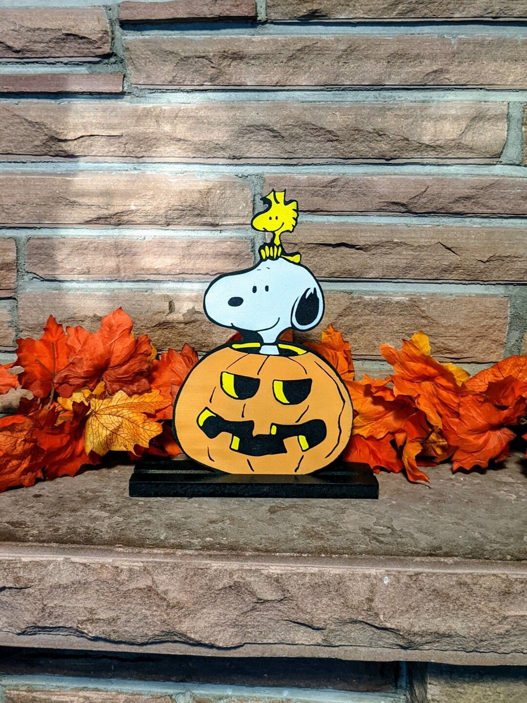 Pumpkin Snoopy and Woodstock Tabletop Decoration Etsy