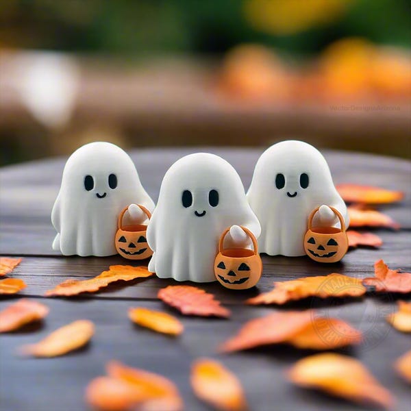 Niedlicher kleiner Halloween-Geist - 3D gedruckter Süßes oder Saures Schreibtischdekor, gruselige Geistfigur