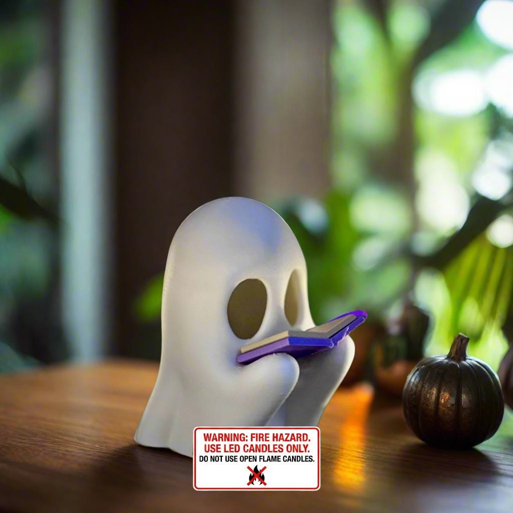 Lampada Da Lettura A Forma Di Fantasma LED – Luce Notturna 3D In Bianco Caldo Per Halloween E Tutto L'Anno, Batteria E Senza Fili, 15cm