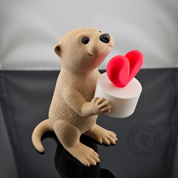 Otterly in Love LED Figurine — 3D Printed Otter Heart Tea Light Decor