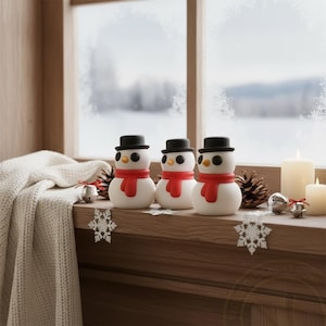 Tiny Winter Snowmen Figurines | 3D Printed Mini Christmas Decor