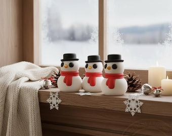 Pequeñas figuritas de muñecos de nieve de invierno / Mini decoración navideña impresa en 3D
