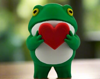 Figura de rana del amor — Decoración de escritorio con forma de rana adorable impresa en 3D, regalo para amantes de las ranas
